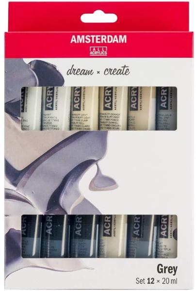 ROYAL TALENS Acrylfarbe AMSTERDAM Greys, 12 x 20 ml