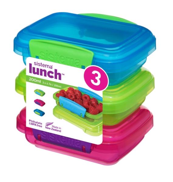 Sistema Lunchbox 200 ml, 3er-Set pink, grün,blau