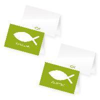itenga 48x Tischkarte Fisch GR�N Platzkarte Kommunion Ta...