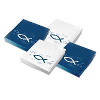 SET - 80x itenga Servietten Fisch Mix (40x Blau Wei� und...
