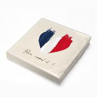 itenga 20x Serviette Herz Flagge FRANKREICH