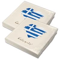 itenga 40x Serviette Herz Flagge GRIECHENLAND