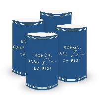 ITENGA 6x Windlichter Sch�n dass du da bist V3 dunkelblau