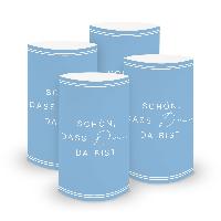 ITENGA 6x Windlichter Sch�n dass du da bist V3 hellblau