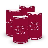 ITENGA 6x Windlichter Sch�n dass du da bist V3 bordeaux rot