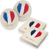 itenga 40x Servietten mit 40x Bierdeckel - Frankreich - ...