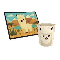 itenga Papierkorb mit Schreibunterlage KAWAII Motiv LAMA...