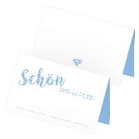 itenga 48x Tischkarten "Sch�n dass du da bist" hellblau