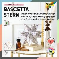 folia Faltbl�tter Bascetta-Stern, wei� / bedruckt, 15x15cm