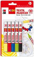 Marabu KiDS Textilmarker, 5 x 3 ml, 5er Blister