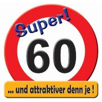 Schild Verkehrschild Zahl 60 mit Text und attraktiver de...