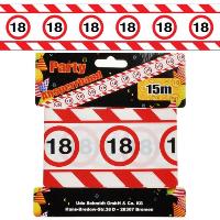 Absperrband 15M 7,5cm Verkehrschild Zahl 18 aus Kunststoff