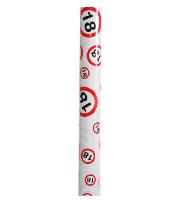Geschenkpapier Rolle Verkehrschild Zahl 18 70x300cm