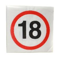 Serviette 33x33cm 20St�ck Verkehrsschild Zahl 18