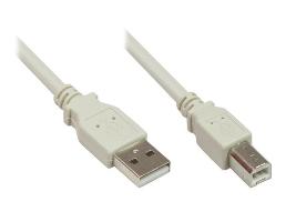 Anschlusskabel USB 2.0 Stecker A an Stecker B, grau, 0,5...