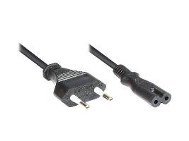 Euro-Netzkabel, Netzstecker an Euro 8 Buchse, schwarz, 0...