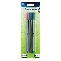 Fineliner, 4er (schwarz-blau-rot-gr�n) Blisterkarte