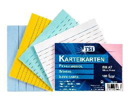 Karteikarten A7 liniert 100er Pg. farbig sortiert