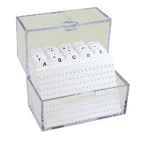 Karteikasten transparent mit 100 Karteikarten A7 wei� un...