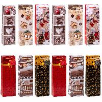 12x Flaschentragetasche Flasche Weihnachten 6-fach sorti...