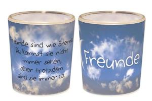 Windlicht+Teelicht 6x6cm F�r Dich Freunde in Geschenkpac...