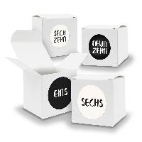 Adventskalender zum F�llen 24x W�rfel 6,5cm WEISS + Stic...