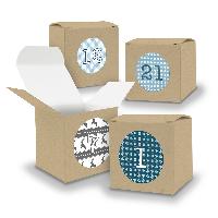 Adventskalender zum F�llen 24x W�rfel 6,5cm BRAUN + Stic...