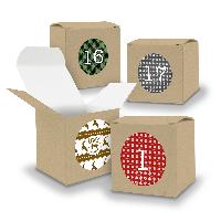 Adventskalender zum F�llen 24x W�rfel 6,5cm BRAUN + Stic...