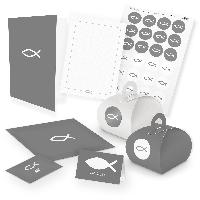 itenga Komplettset FISCH (grau) Karten Gastgeschenkboxen...