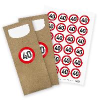 itenga 24x Bestecktasche braun+ Aufkleber Verkehrsschild...