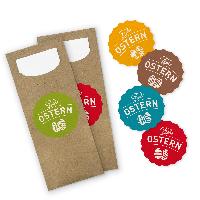 itenga 24x Bestecktasche braun + Aufkleber Frohe Ostern