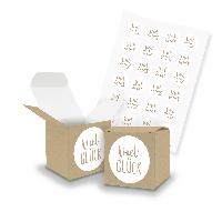 itenga SET Viel Gl�ck (Motiv122) 24x W�rfel 5cm braun + ...