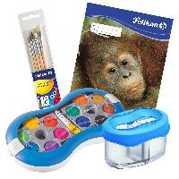 itenga Set Pelikan Space blau Farbkasten Pinsel Wasserbo...