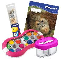 itenga Set Pelikan Space pink Farbkasten Pinsel Wasserbo...