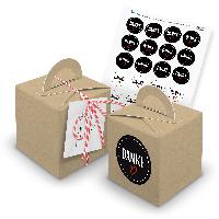 itenga 24x W�rfelbox mit Griff braun + Garn rot (V28) + ...