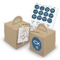itenga 24x W�rfelbox mit Griff braun + Garn beige (V29) ...