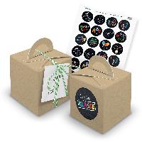 itenga 24x W�rfelbox mit Griff braun + Garn gr�n (V30) +...