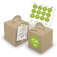 itenga 24x W�rfelbox mit Griff braun + Garn beige (V29) ...