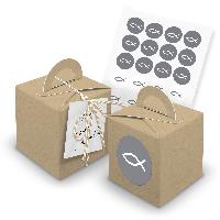 itenga 24x W�rfelbox mit Griff braun + Garn beige (V29) ...