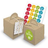 itenga 24x W�rfelbox mit Griff braun + Garn beige (V29) ...