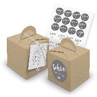 itenga 24x W�rfelbox mit Griff braun + Garn grau (V31) +...