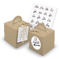 itenga 24x W�rfelbox mit Griff braun + Garn beige (V29) ...