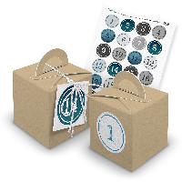 itenga SET Adventskalender W�rfelboxen braun + Garn + An...