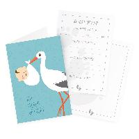 itenga 12x Klappkarten "Ich werde getauft" Storch mit Ba...