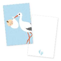itenga 24x K�rtchen "Storch mit Baby" hellblau pastell i...