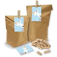 itenga SET Geschenkt�ten "Storch mit Baby" blau 24x T�te...