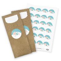 itenga 24x Bestecktaschen + Stickerbogen "Baby auf Wolke...