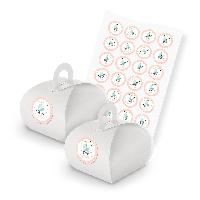 itenga SET 24x Geschenkschachtel wei� mit Griff + Sticke...