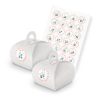 itenga SET 24x Geschenkschachtel mit Griff wei� + Sticke...