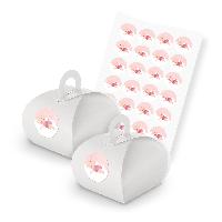 itenga SET 24x Geschenkschachtel mit Griff wei� + Sticke...
